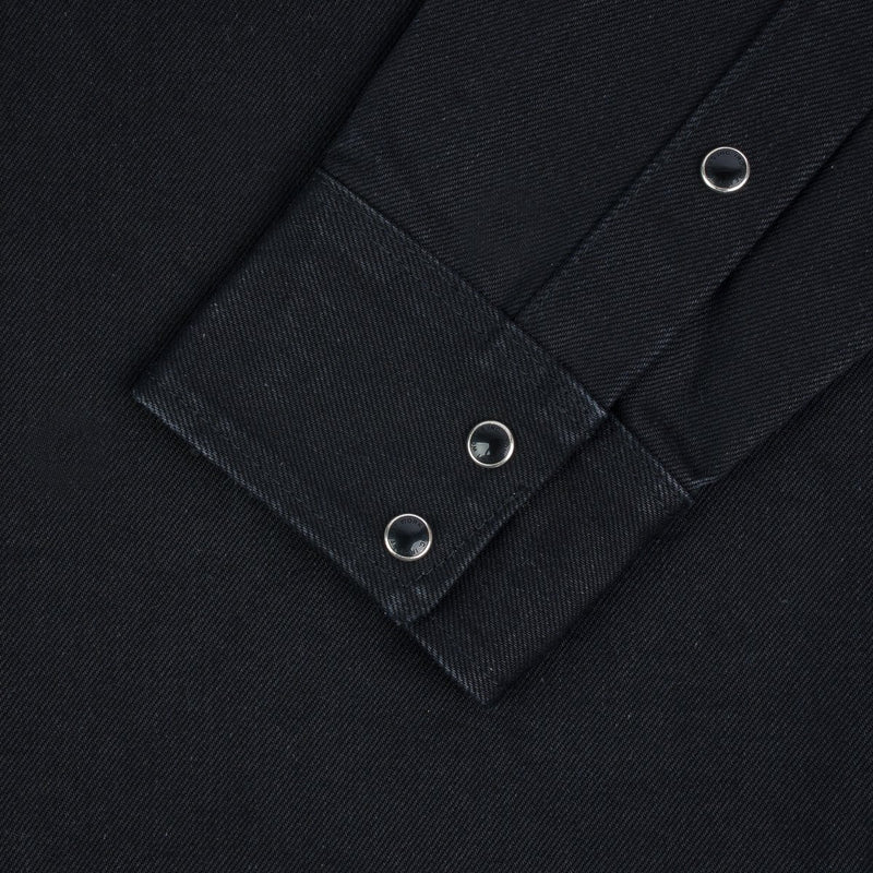 IHSH-361-BLK - 16oz Non-Selvedge Denim Western Shirt -  Superblack
