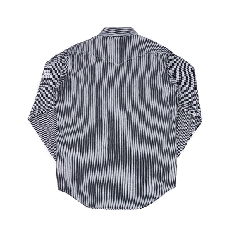 Iron Heart IHSH-365-IND 8oz Herringbone Hickory Stripe Sawtooth Western Shirt Indigo Rear