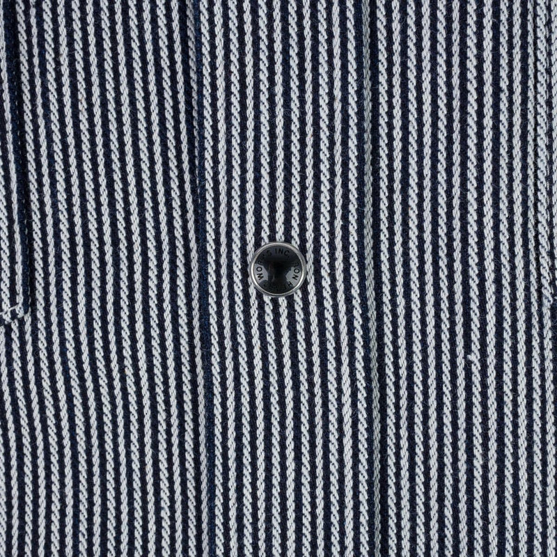 Iron Heart IHSH-365-IND 8oz Herringbone Hickory Stripe Sawtooth Western Shirt Indigo Snap Detail