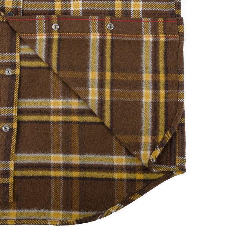IHSH-372-BRN Ultra Heavy Flannel Brown Crazy Check Western Shirt - Brown