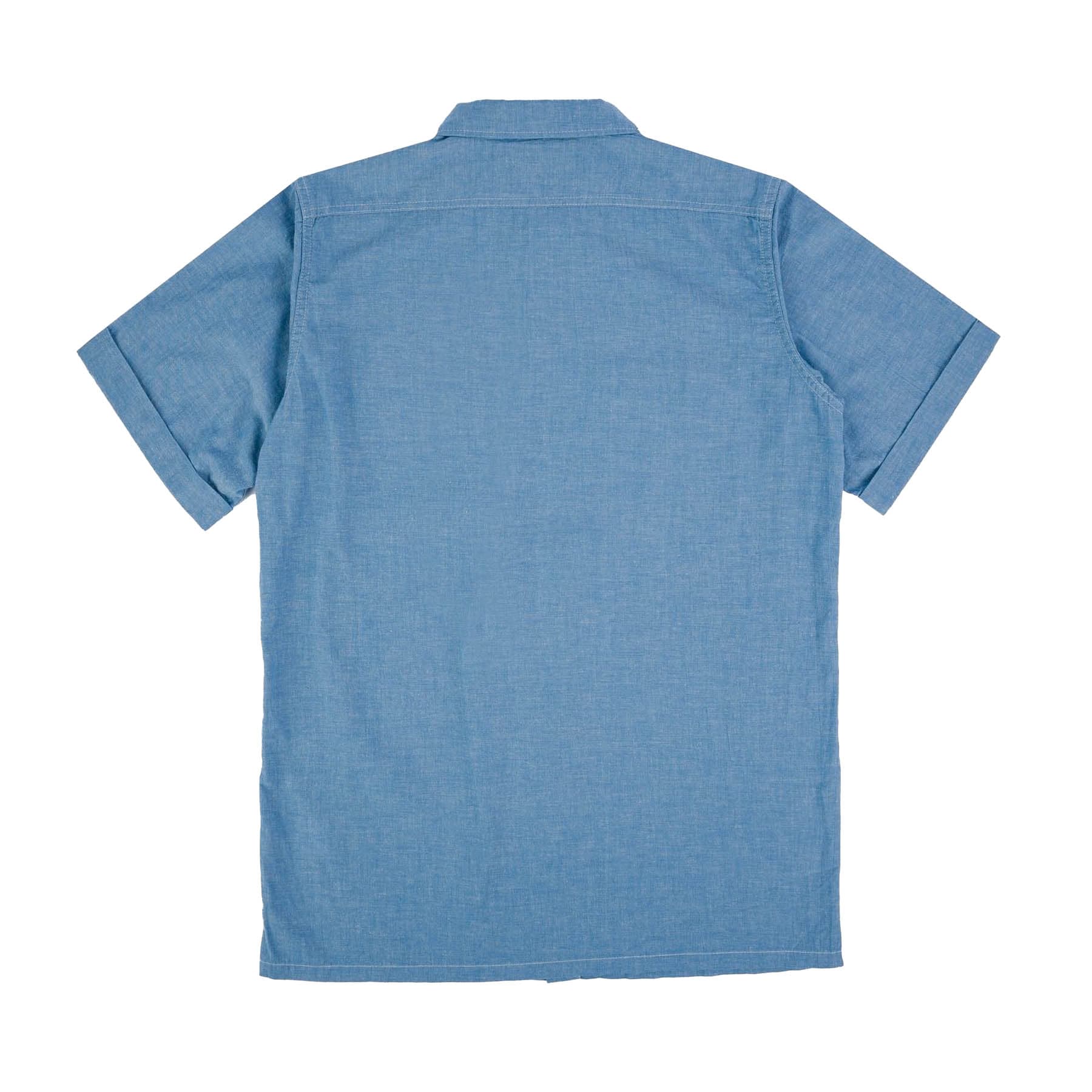 IHSH-388-BLU 4oz Selvedge Short Sleeved Summer Shirt - Blue