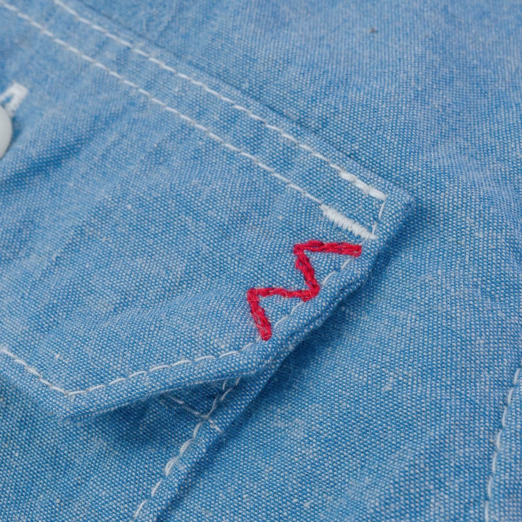 IHSH-388-BLU 4oz Selvedge Short Sleeved Summer Shirt - Blue