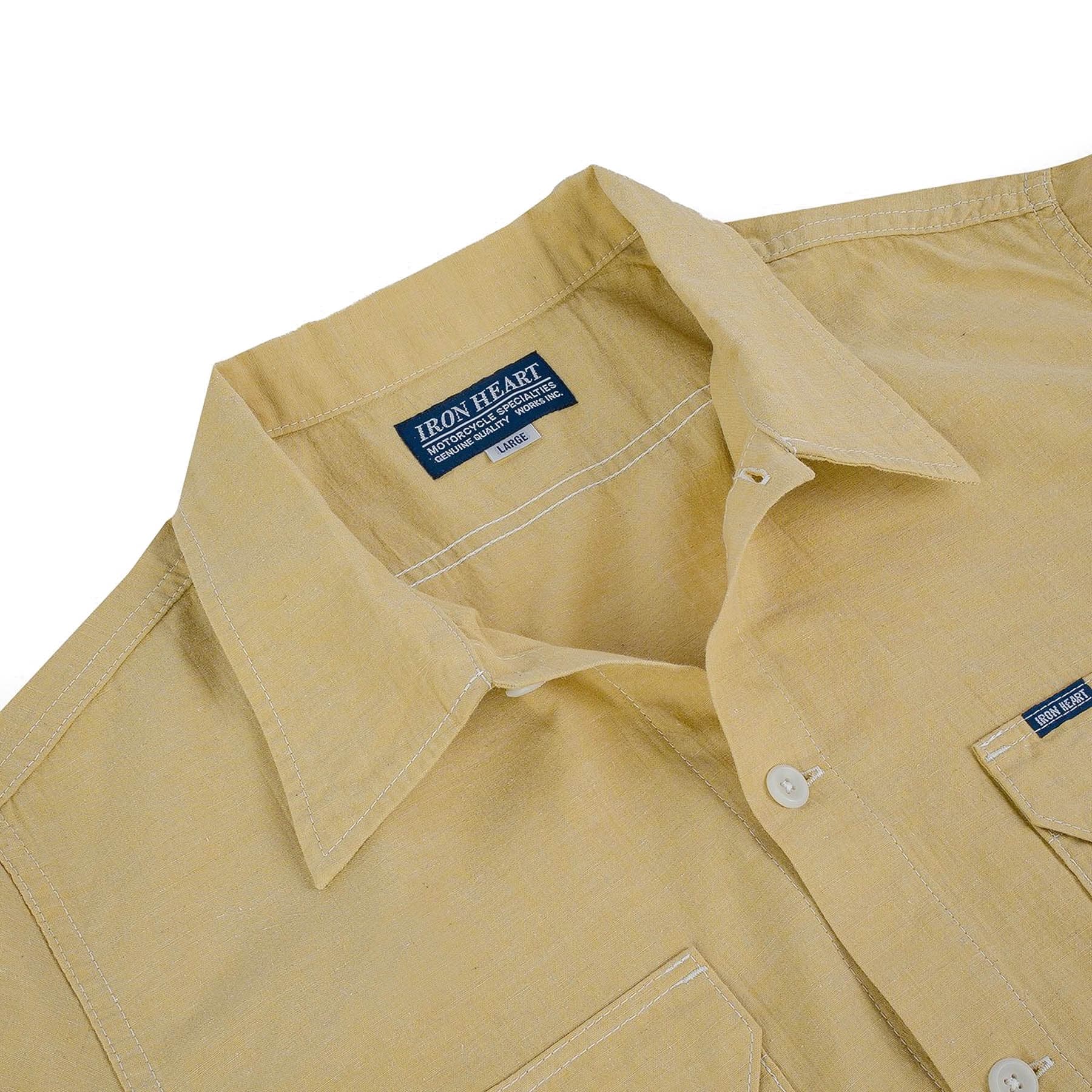 IHSH-388-YEL 4oz Selvedge Short Sleeved Summer Shirt - Yellow