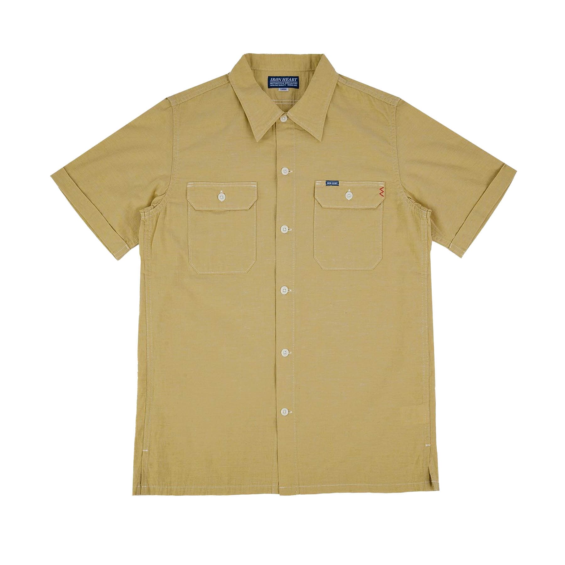 IHSH-388-YEL 4oz Selvedge Short Sleeved Summer Shirt - Yellow