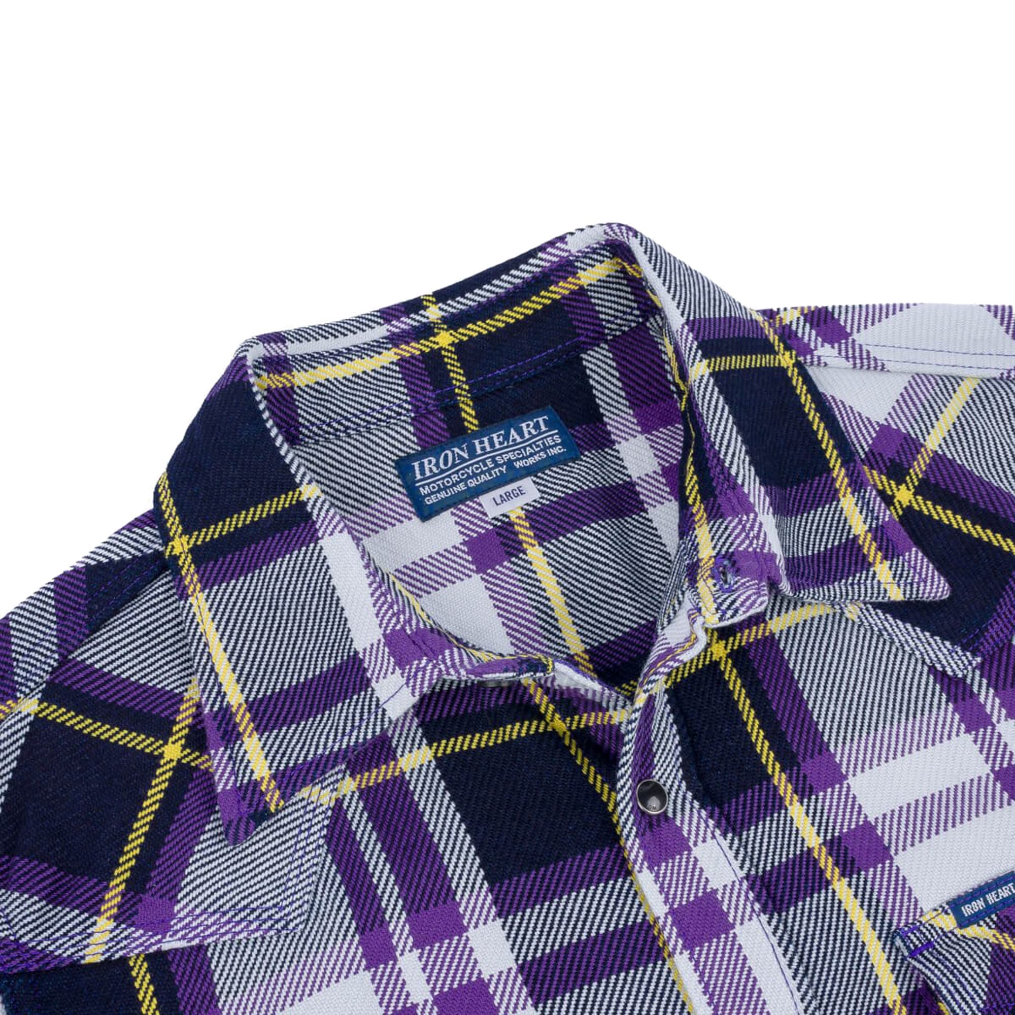 IHSH-390-PUR 9oz Selvedge American Check Western Shirt - Purple
