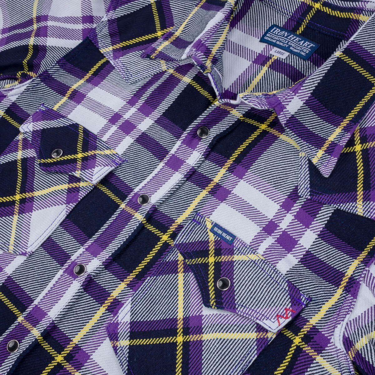 IHSH-390-PUR 9oz Selvedge American Check Western Shirt - Purple