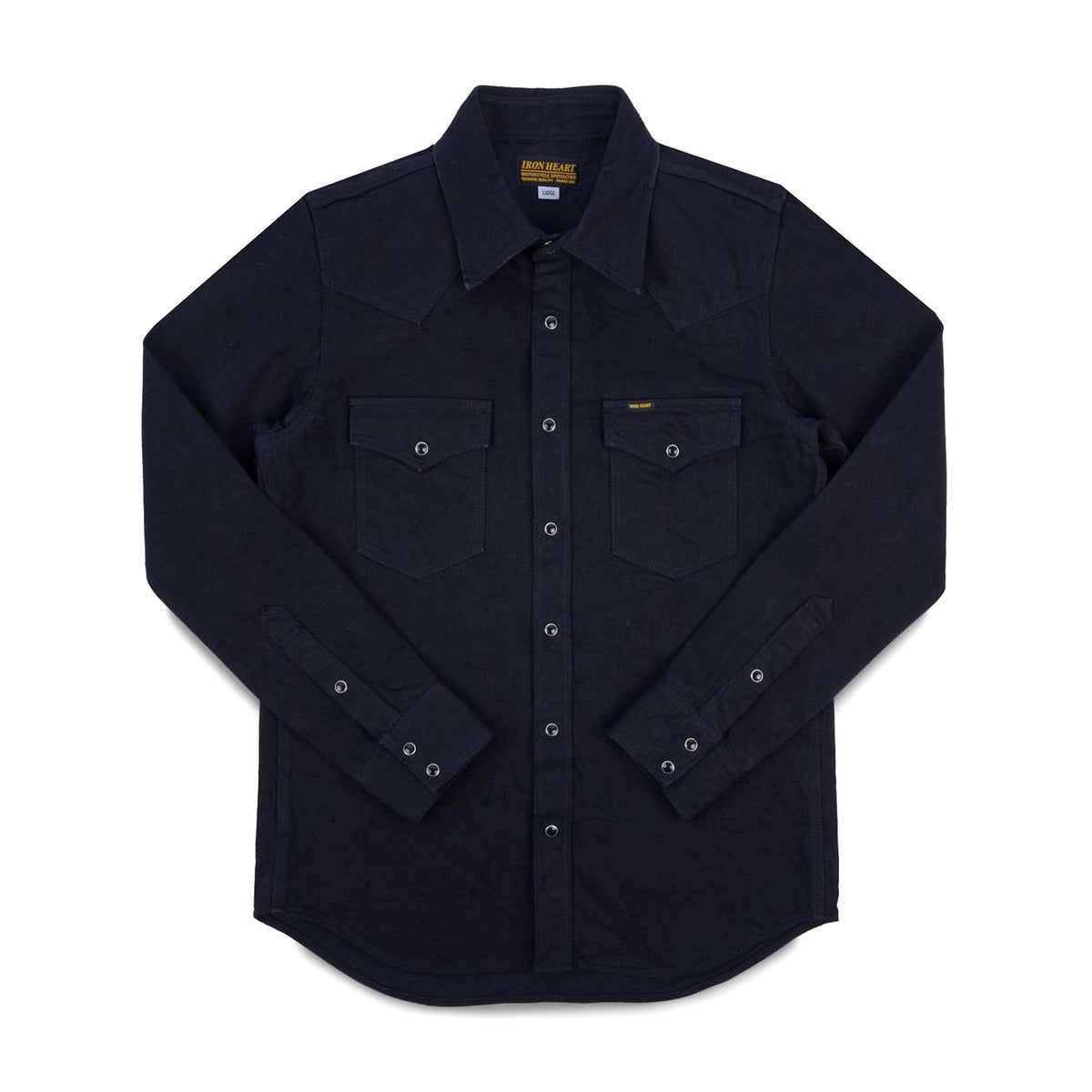 Iron Heart IHSH-396-BLK 13.5oz Denim Western Shirt Black | BlackBlue