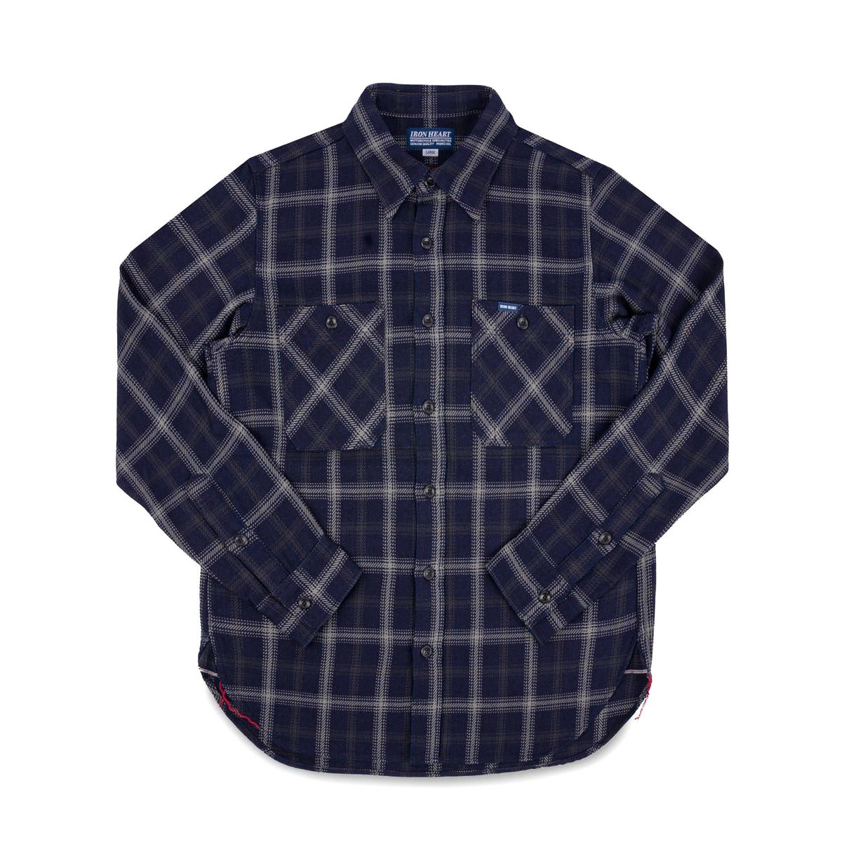 Iron Heart IHSH-412-BLK 9oz Selvedge Indigo Check Flannel Work 