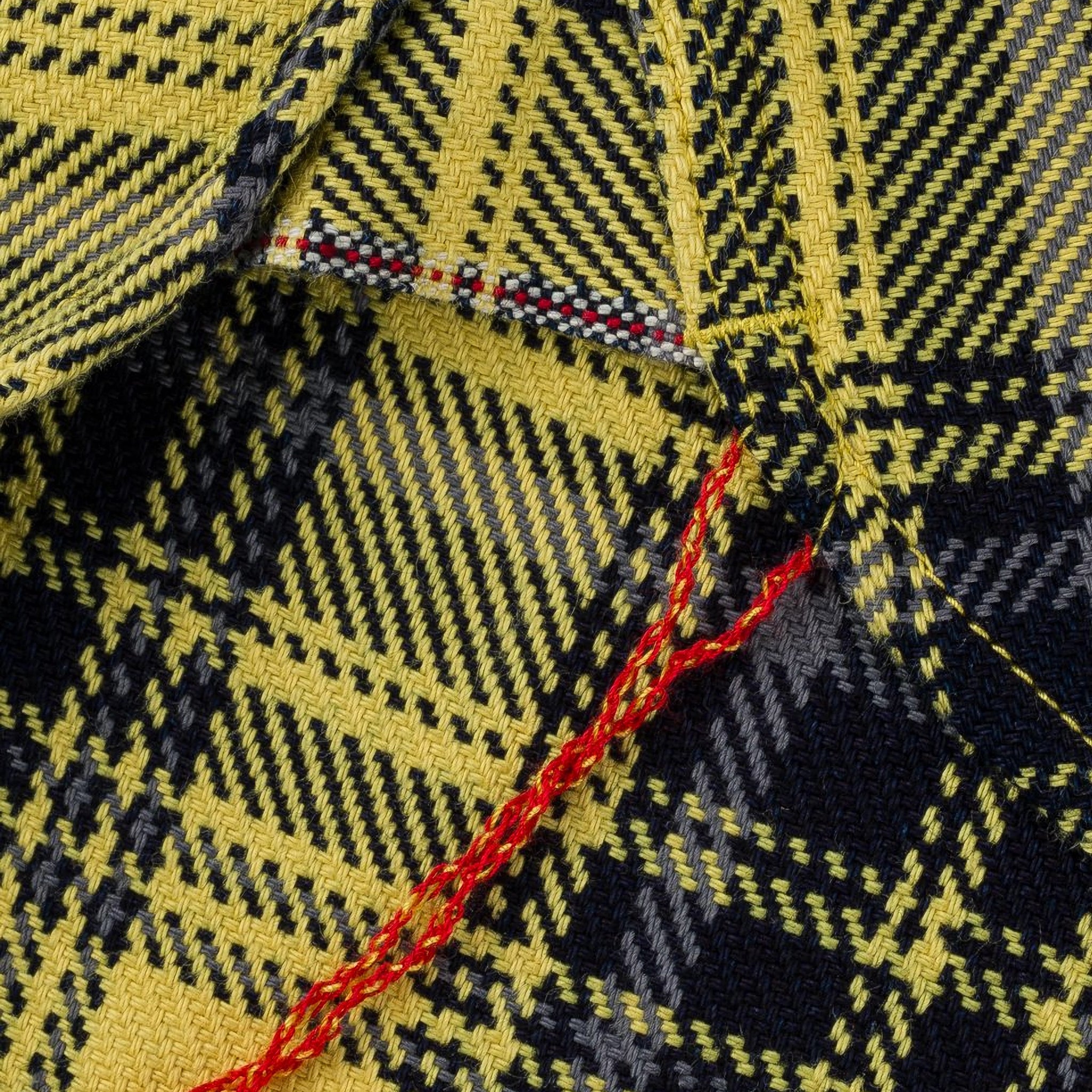 IHSH-412-YEL 9oz Selvedge Indigo Check Flannel Work Shirt - Yellow