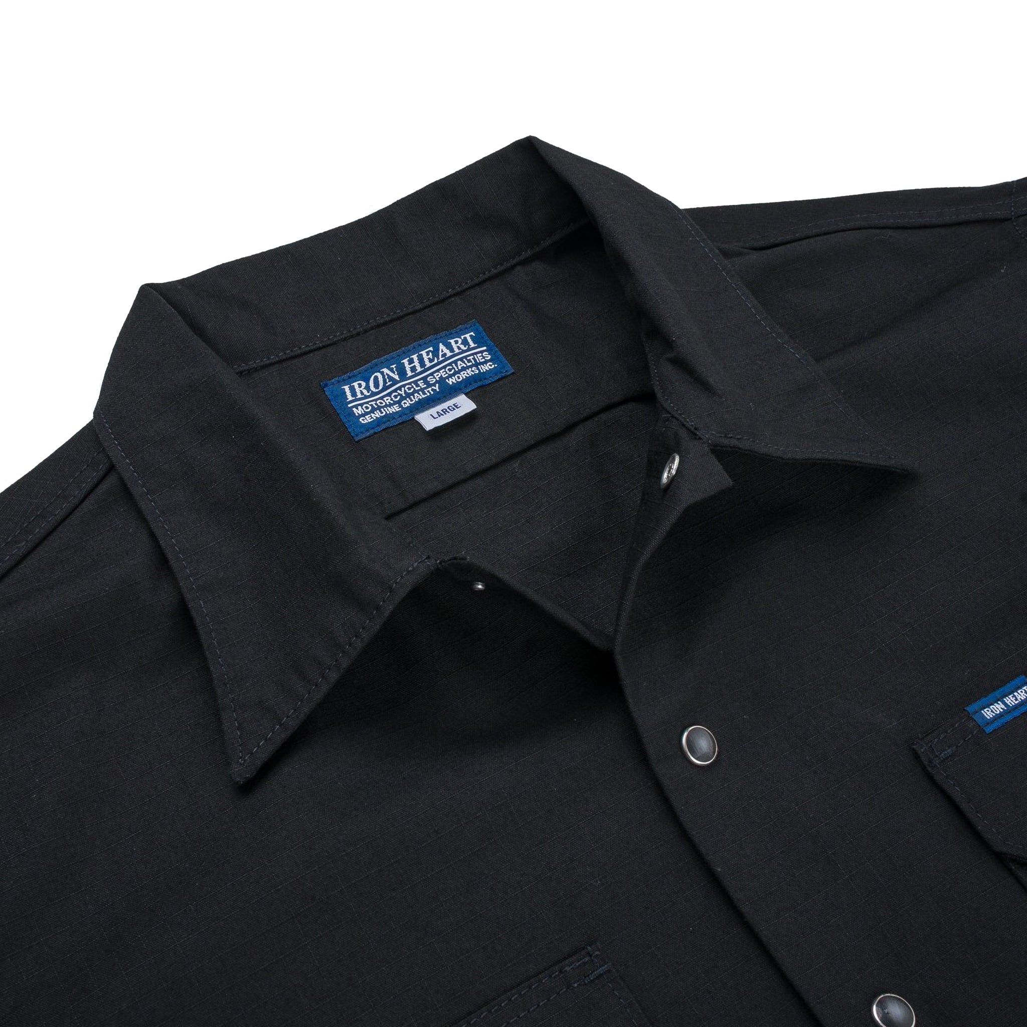 IHSH-415-BLK 8oz Ripstop Short Sleeved Mechanic Shirt - Black