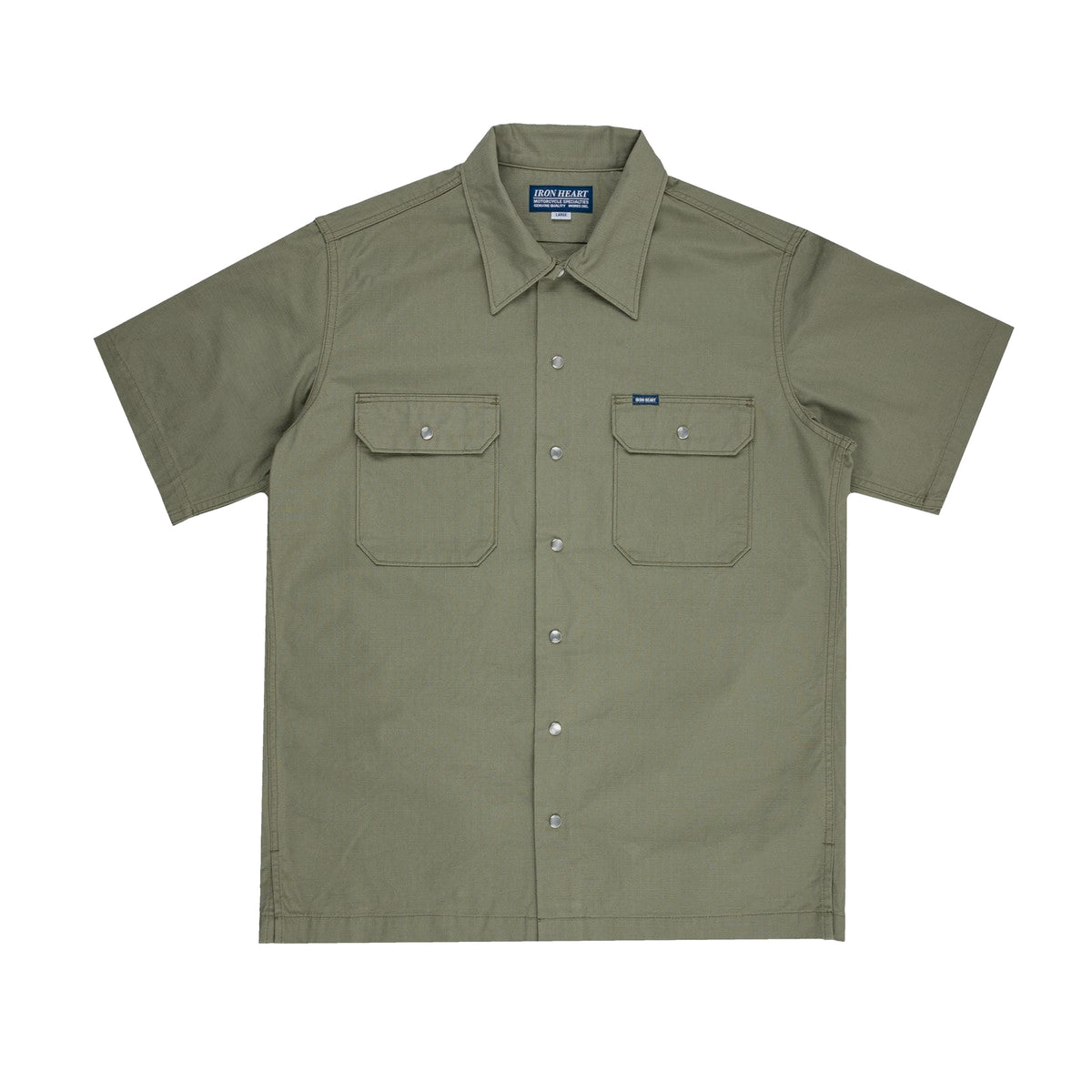 Iron Heart IHSH-415-GRN 8oz Ripstop Short Sleeved Mechanic Shirt Green ...