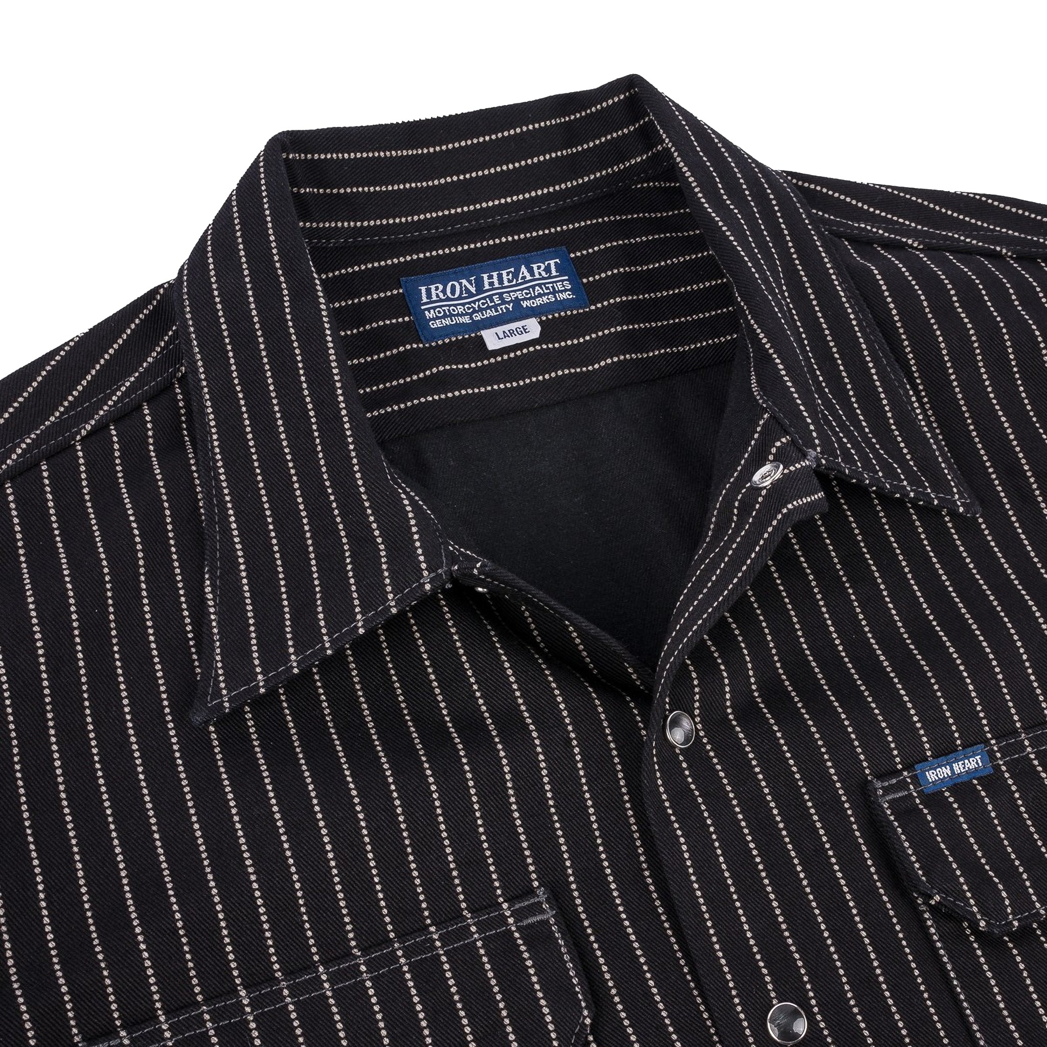 IHSH-416-BLK 10oz Wabash Short Sleeved Mechanic Shirt - Black