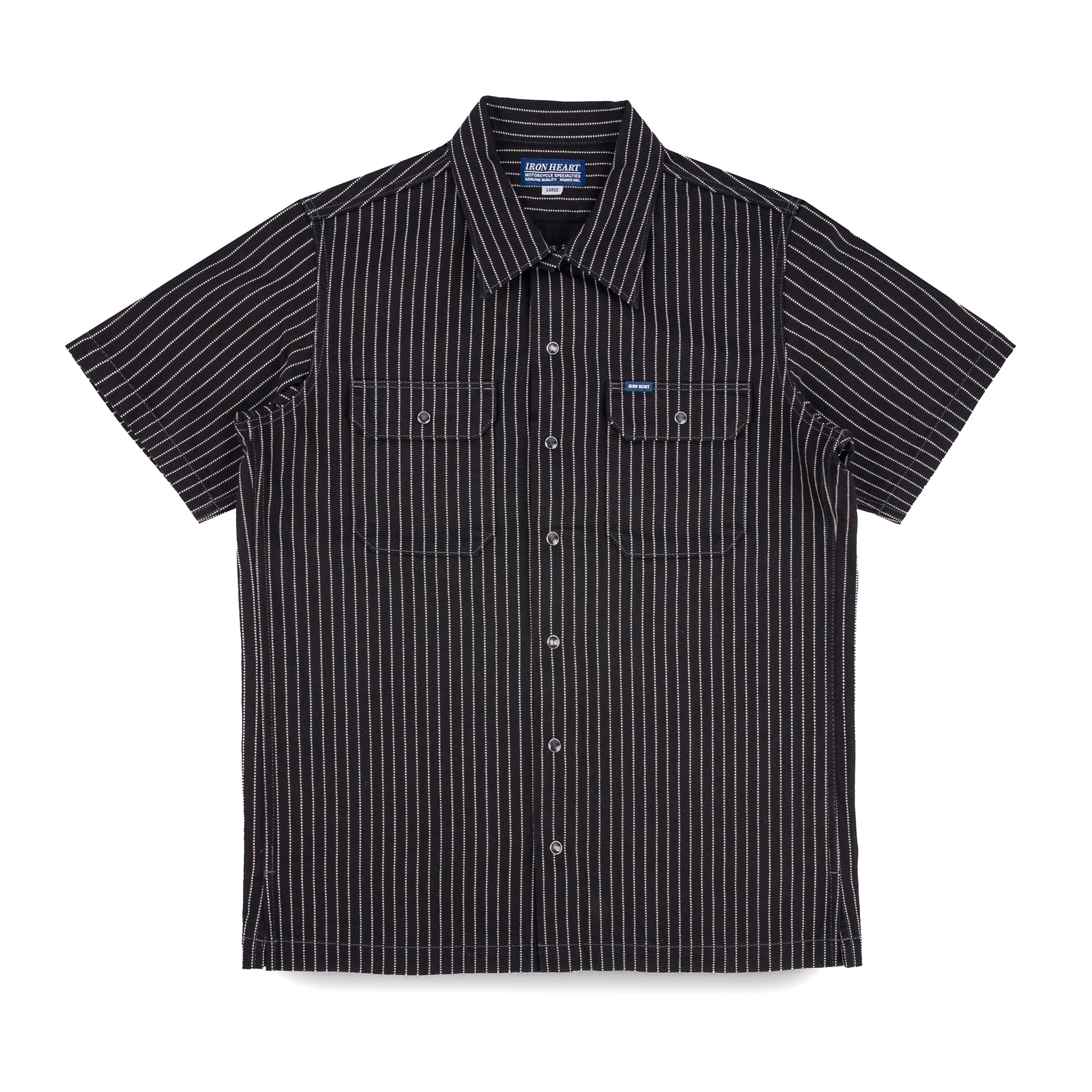 IHSH-416-BLK 10oz Wabash Short Sleeved Mechanic Shirt - Black