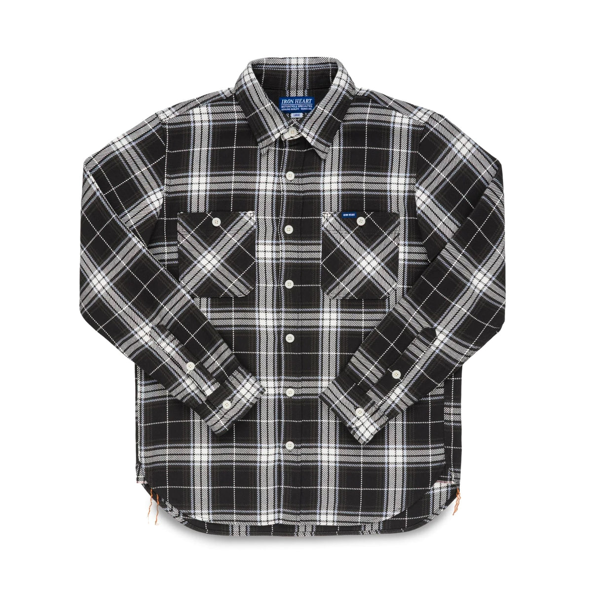 Iron Heart IHSH-441-BLK 9oz Selvedge Flannel Check Work Shirt Black ...