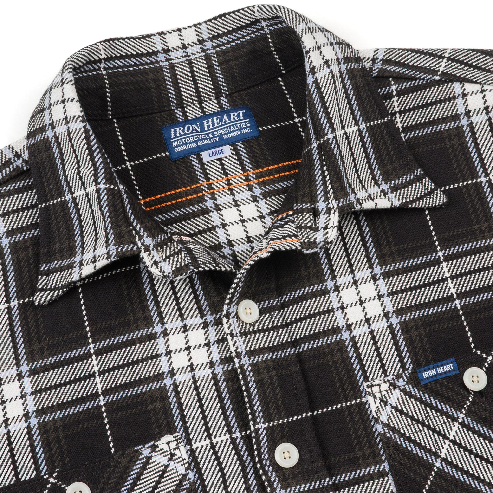 Iron Heart IHSH-441-BLK 9oz Selvedge Flannel Check Work Shirt