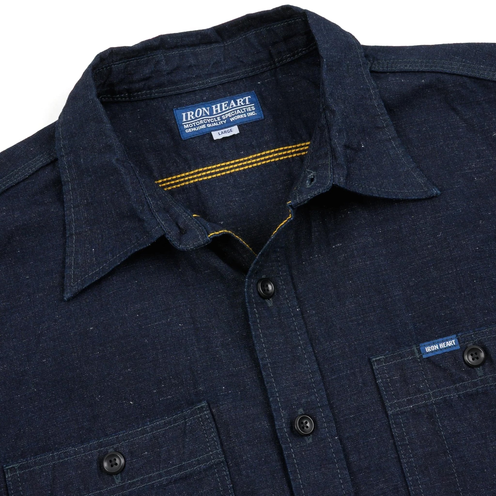Iron Heart IHSH-443-IND 7oz Cotton Linen Chambray Work Shirt