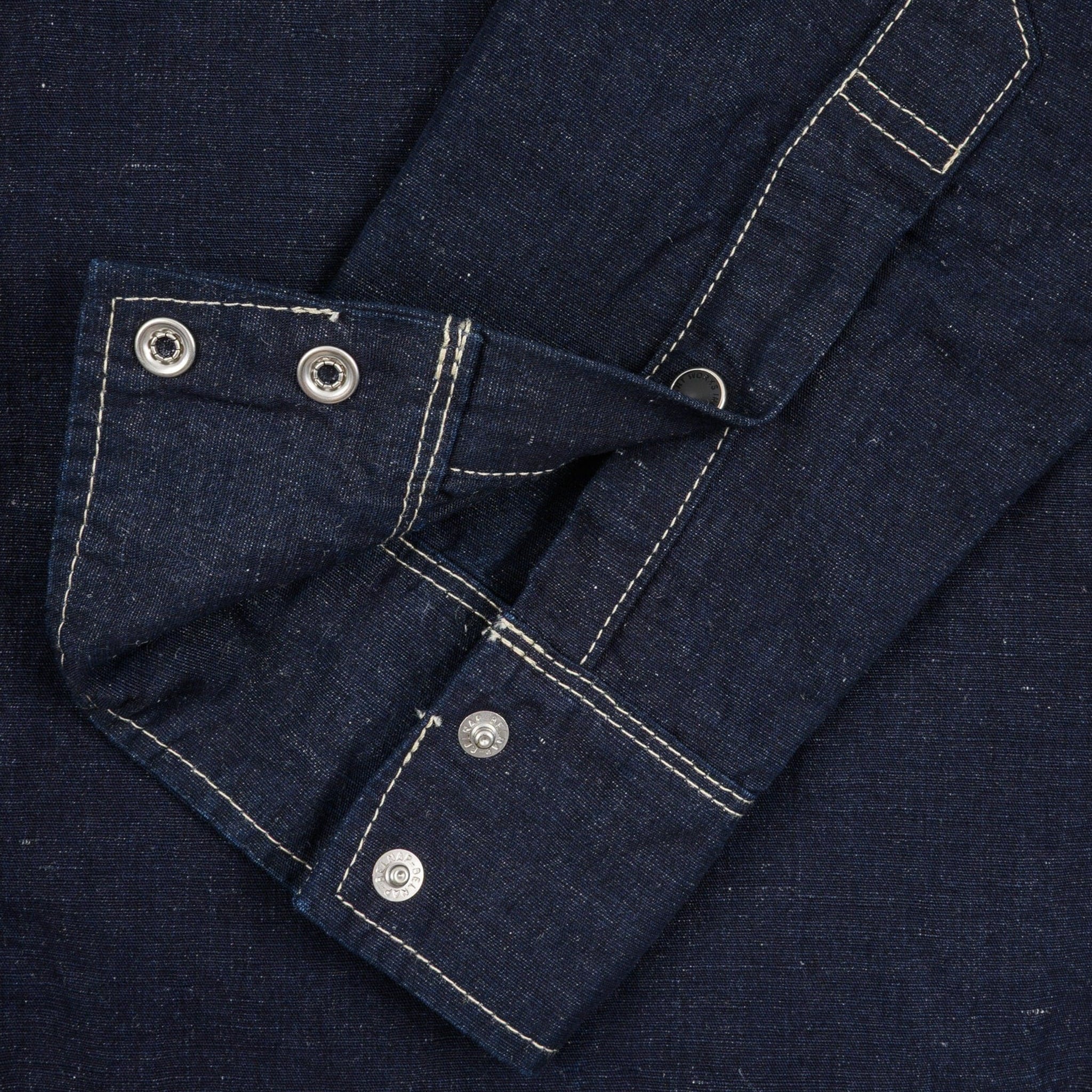 IHSH-444-IND 7oz Cotton Linen Chambray Western Shirt - Indigo