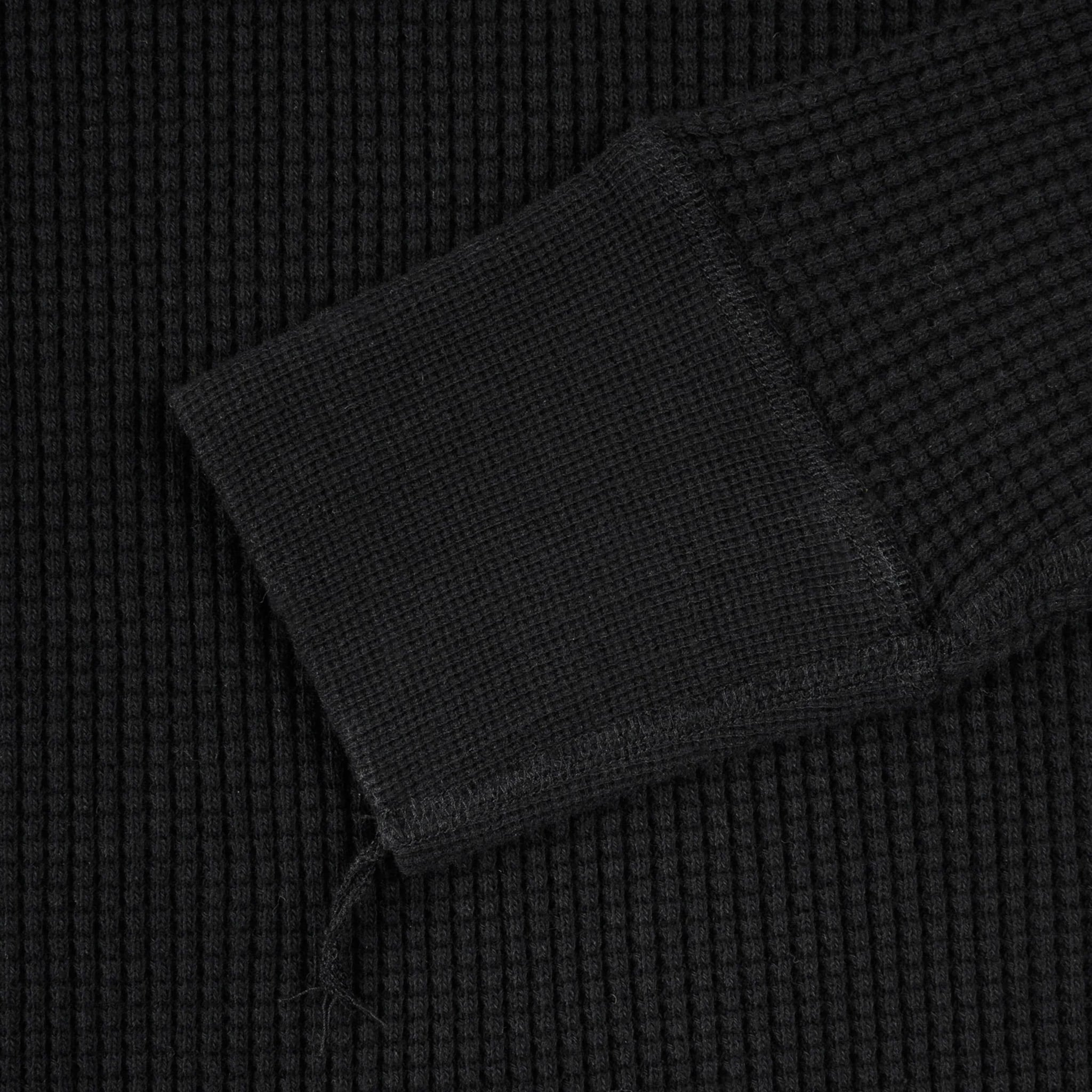 エリーレイ　ブラックヒーター Iron Heart IHTL-1213-BLK Waffle Knit Long Sleeved Thermal Henley