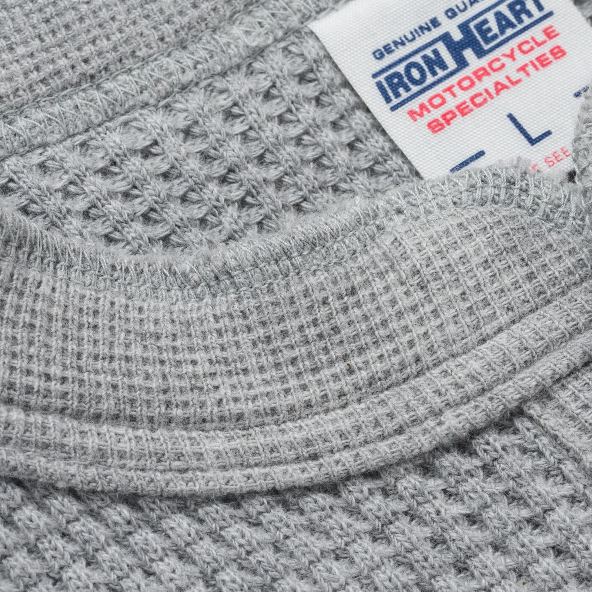 IHTL-1213-GRY Waffle Knit Long Sleeved Thermal Henley - Grey