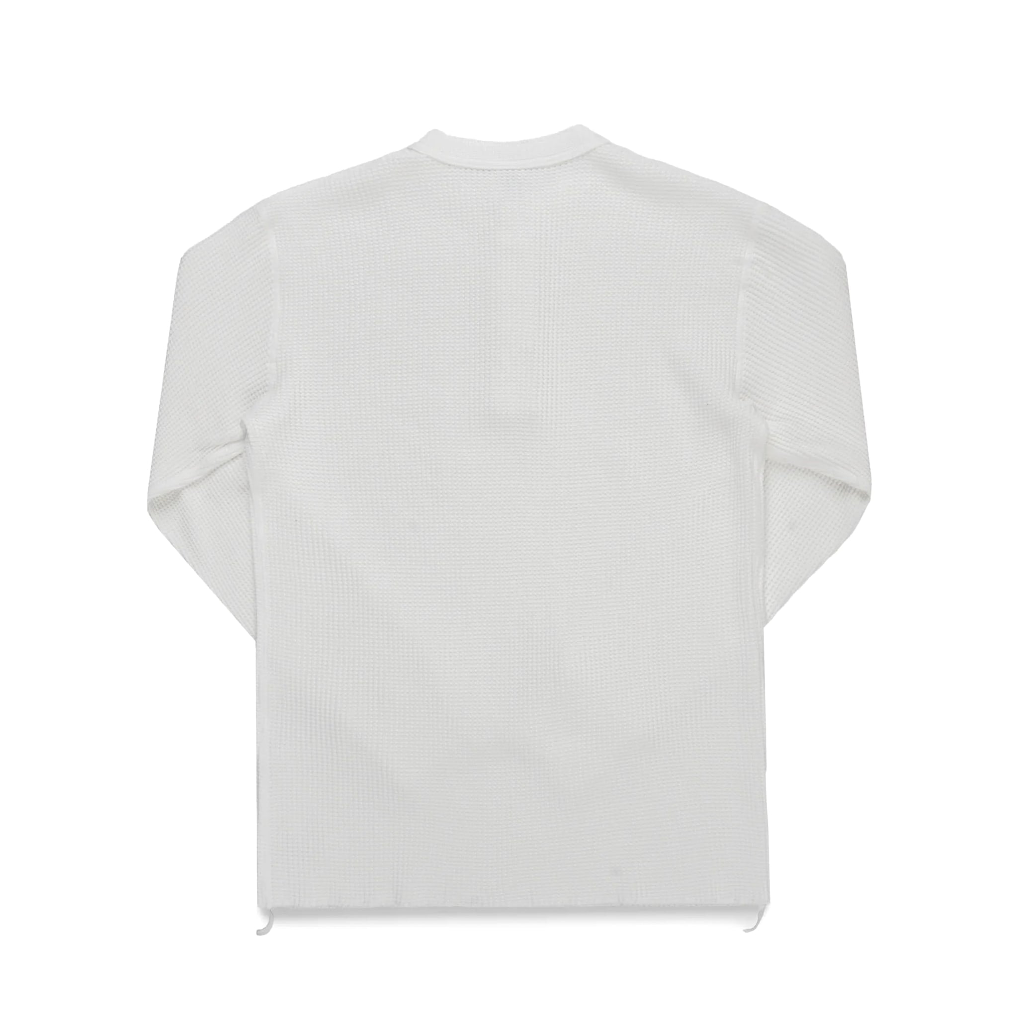 IHTL-1213-WHT Waffle Knit Long Sleeved Thermal Henley - White