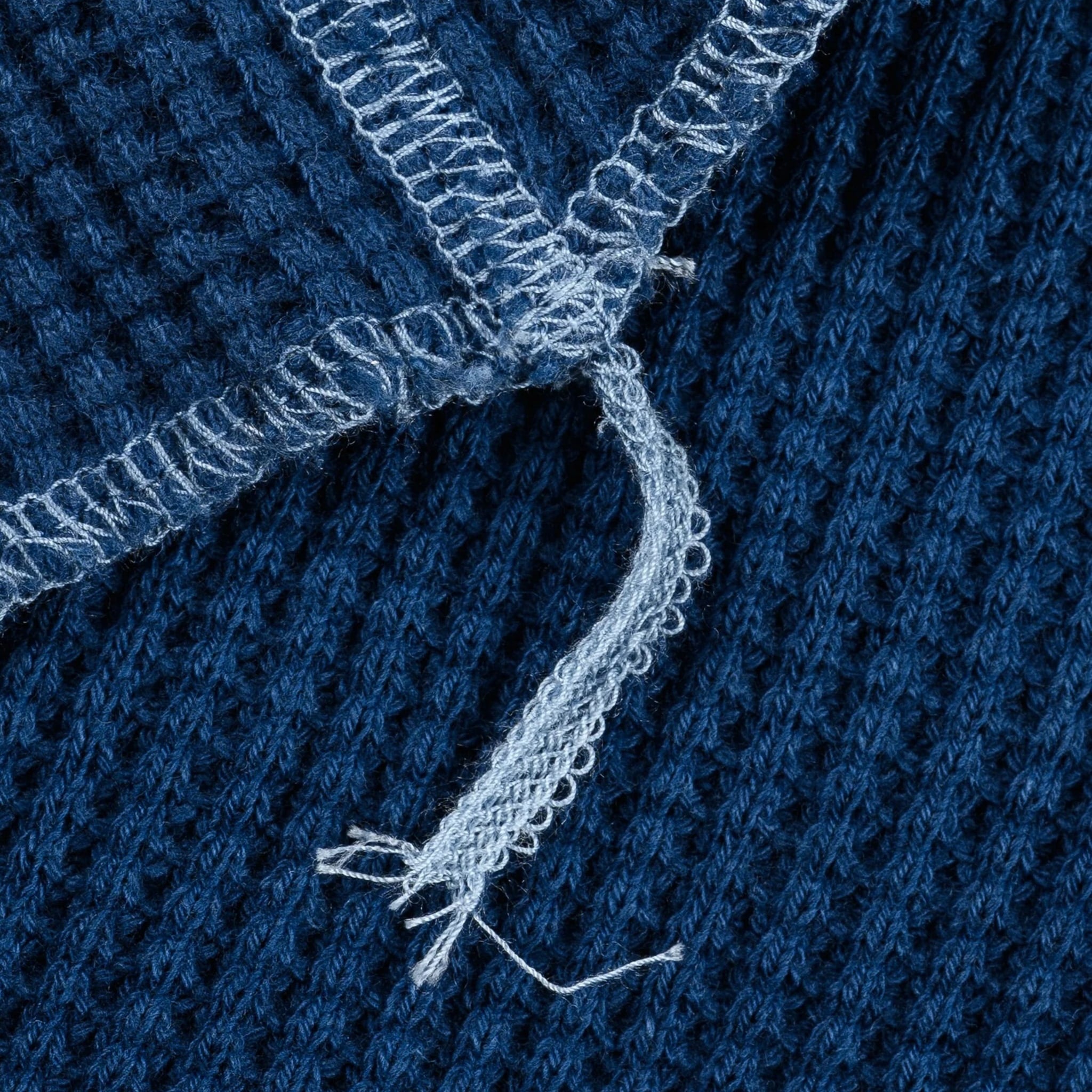 IHTL-1301-IND Waffle Knit Long Sleeved Crew Neck Thermal Top - Indigo Dyed