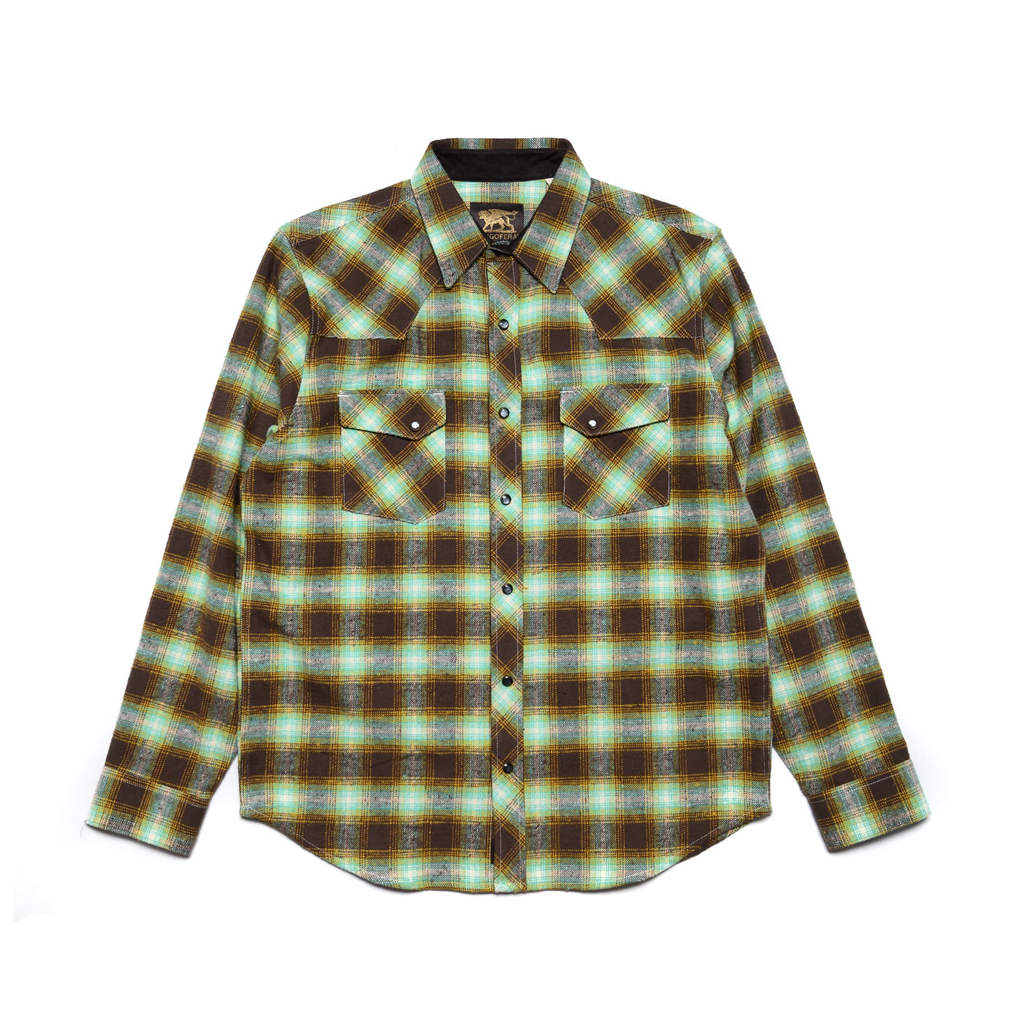 Dawson Selvedge Flannel Check - Brown/Yellow/Turqoise
