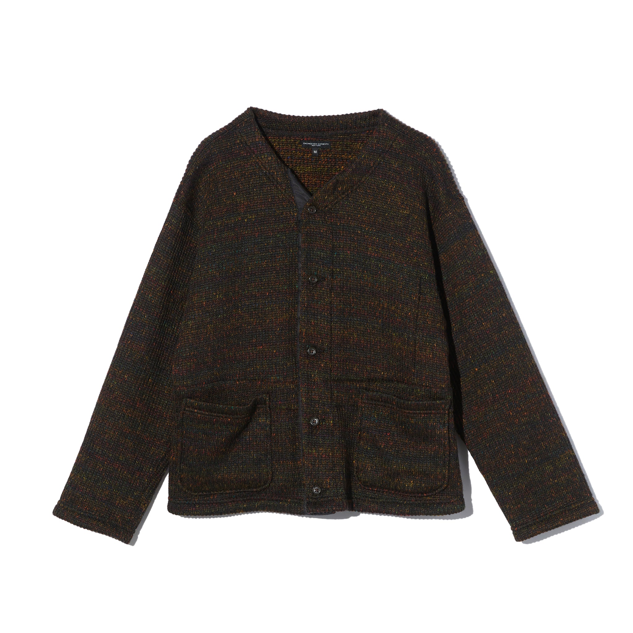 Knit Cardigan - Brown Wool Poly Nep Sweater Knit