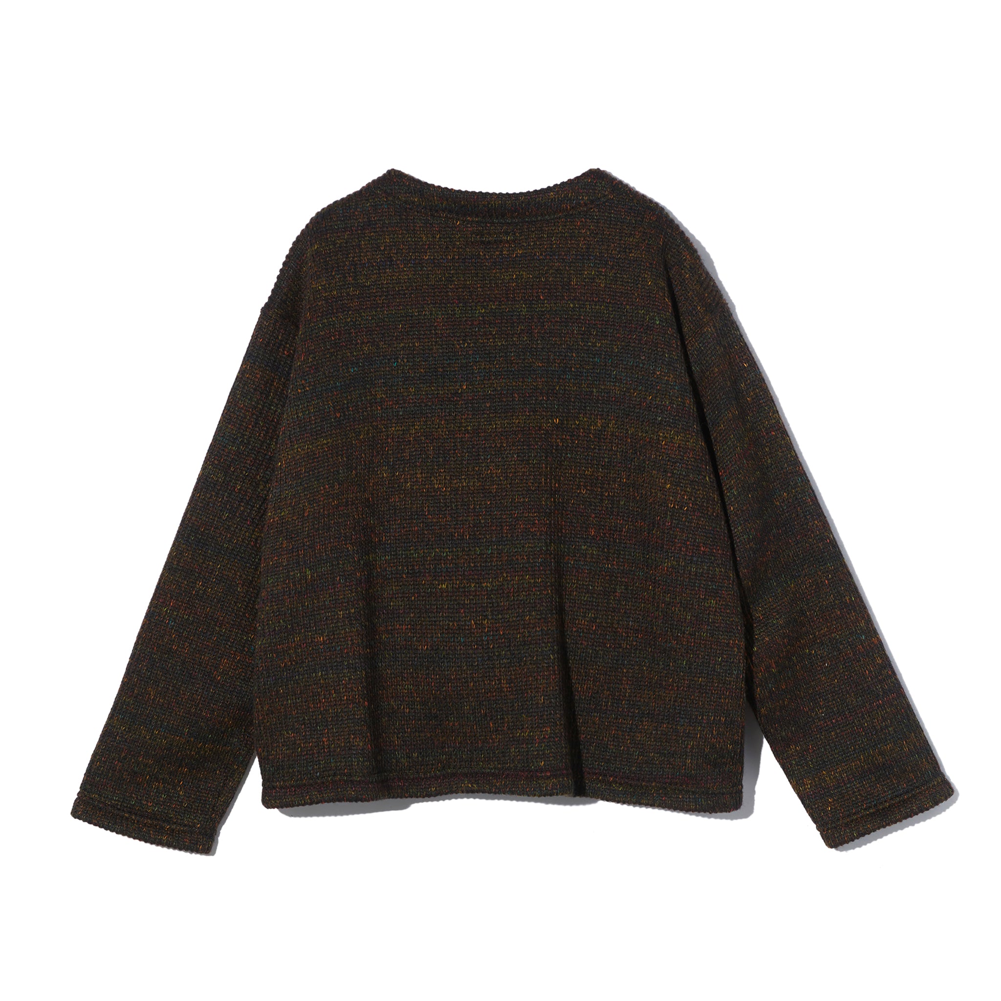 Knit Cardigan - Brown Wool Poly Nep Sweater Knit