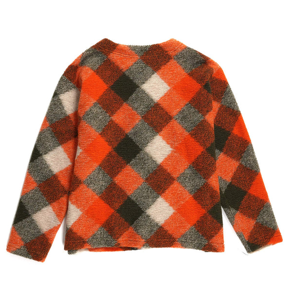 Engineered Garments Knit Cardigan Orange/Olive Poly Wool Diamond Knit Rear