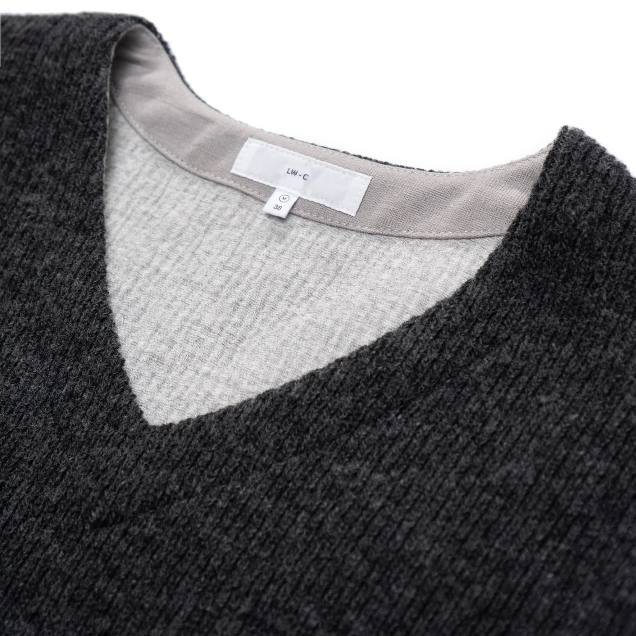 LW770CW V Neck Snap Sweater - Charcoal