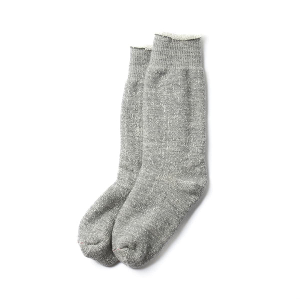 Double Face Crew Socks - Cotton & Wool - Medium Grey