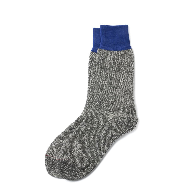 Double Face Crew Socks - Silk & Cotton - Blue/Gray