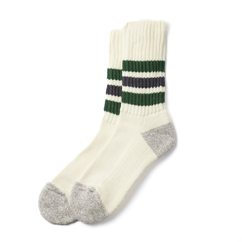 Coarse Ribbed Old School Crew Sock - Green/Charcoal