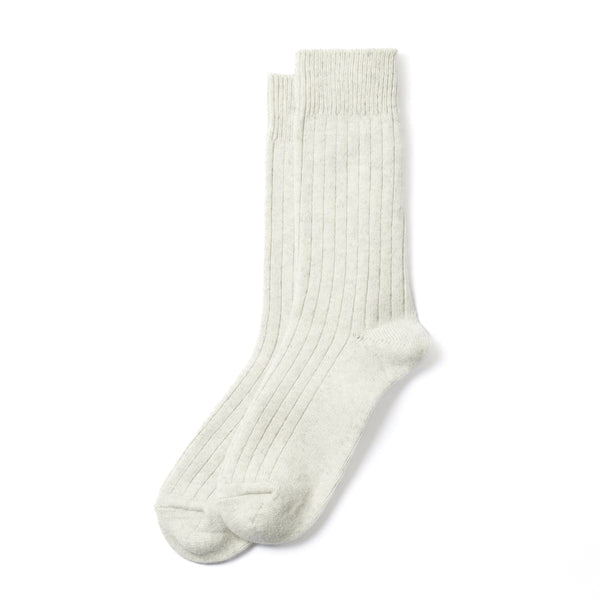 Cotton Wool Ribbed Crew Socks - Ash Grey