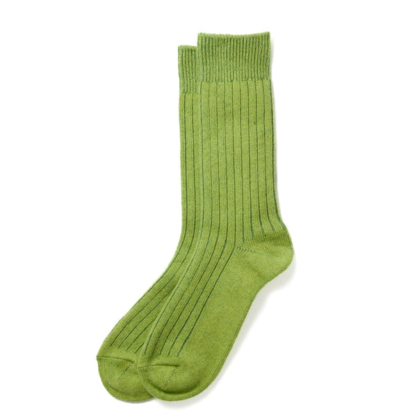 Cotton Wool Ribbed Crew Socks - Lime