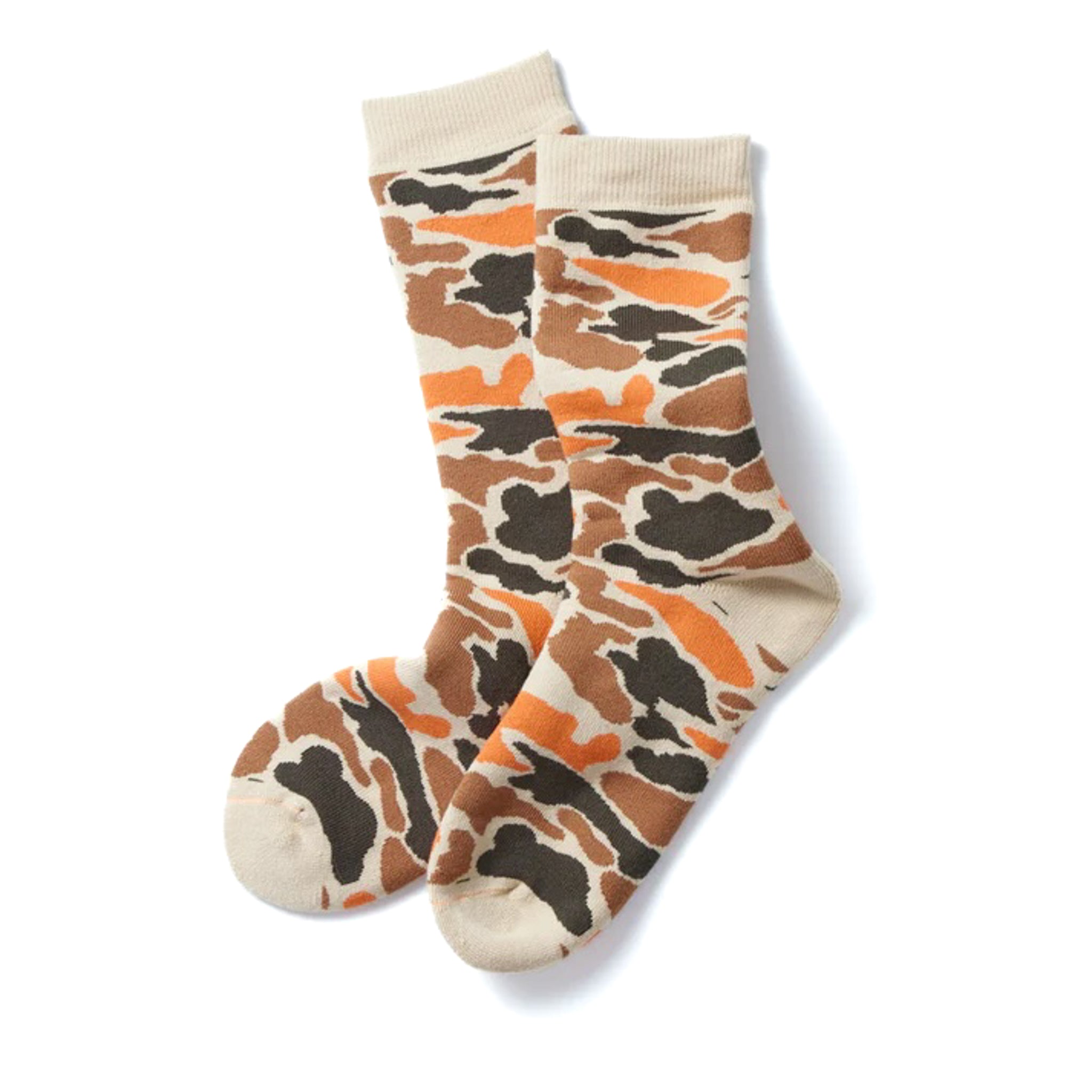 R1339 Pile Camo Crew - Beige/Orange