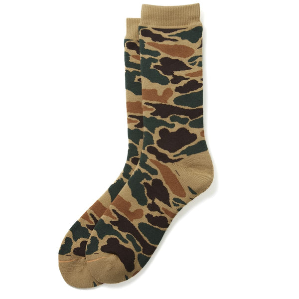 Pile Camo Crew Socks - Khaki Camo