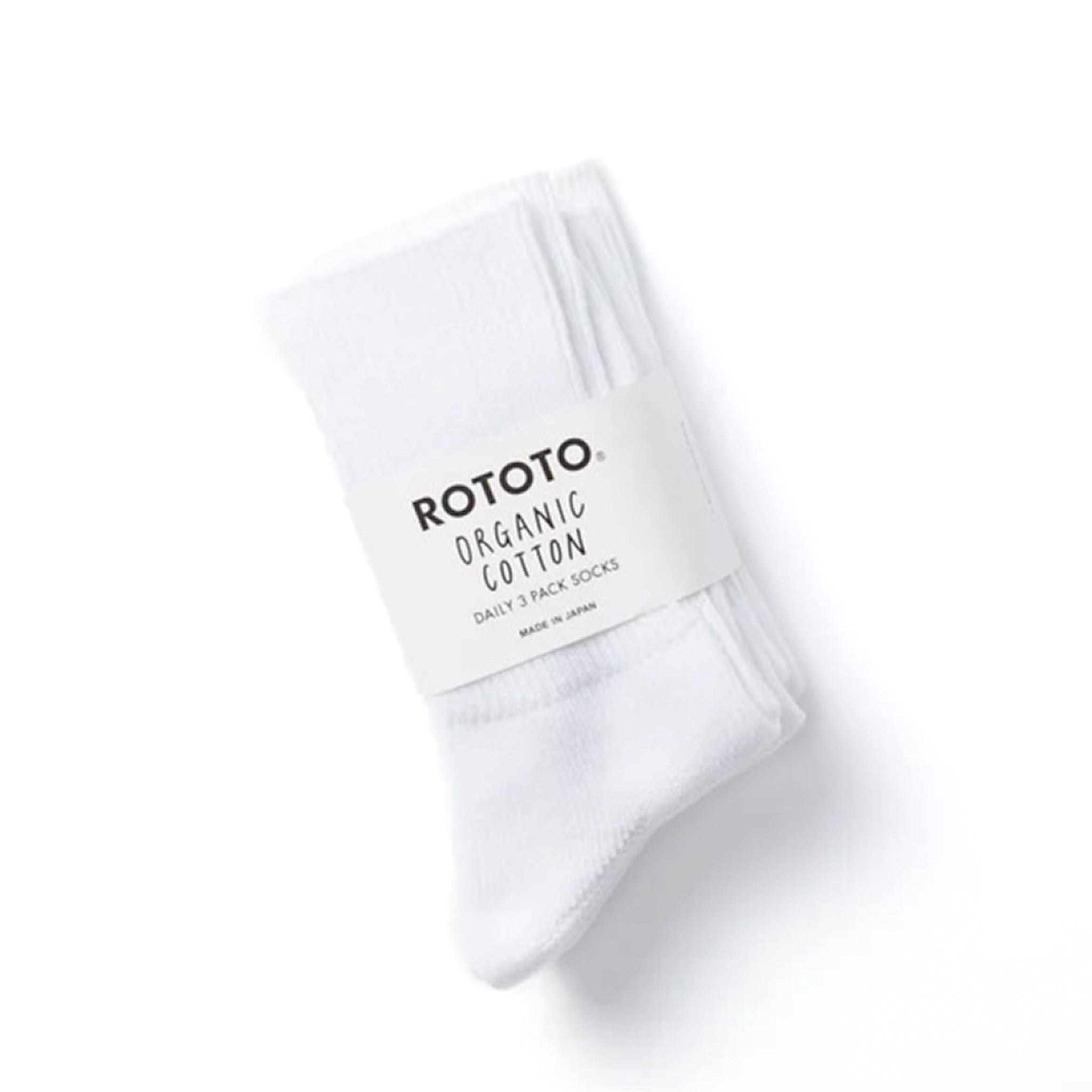 R1427 Organic Daily 3 Pack Ribbed Crew Socks - White