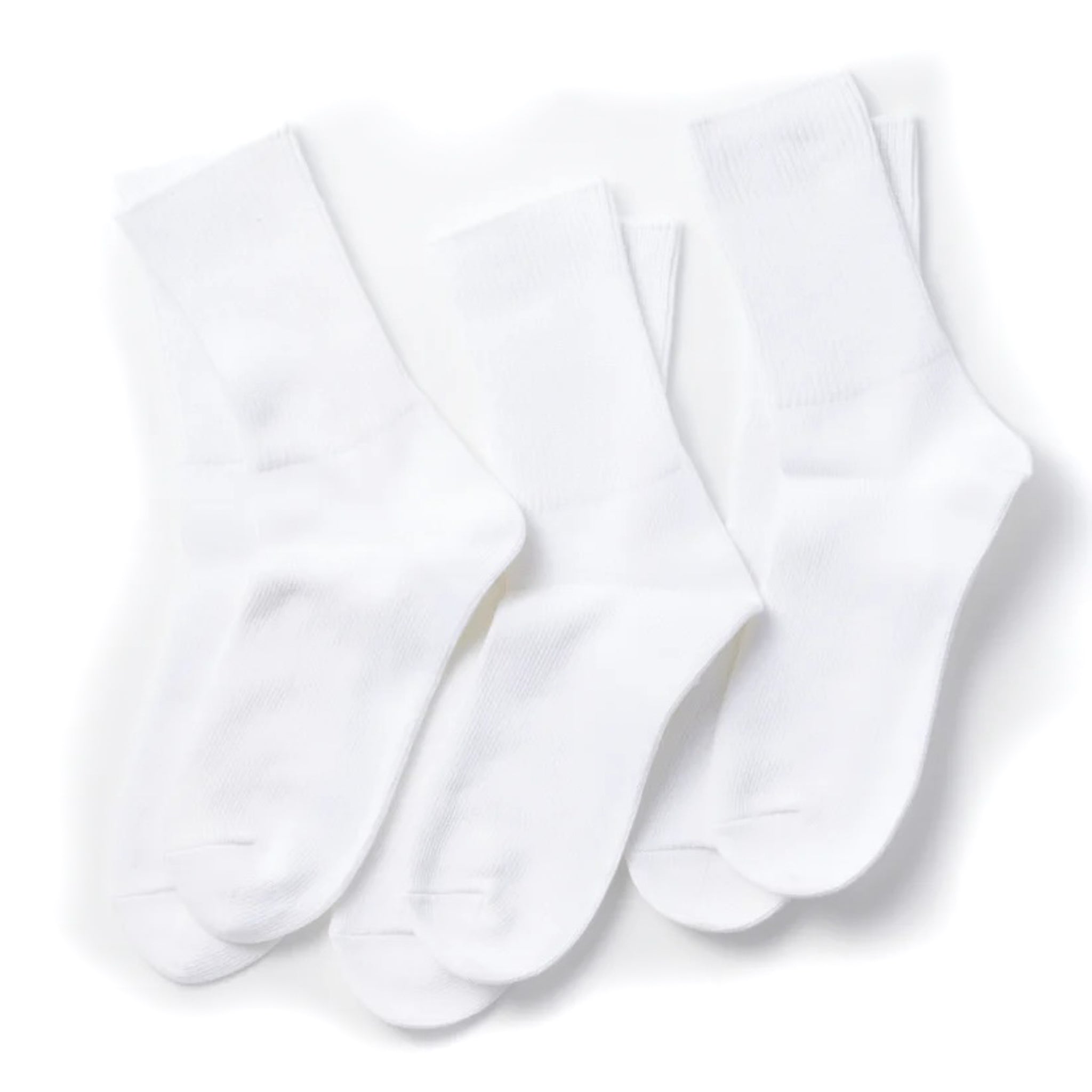 R1427 Organic Daily 3 Pack Ribbed Crew Socks - White