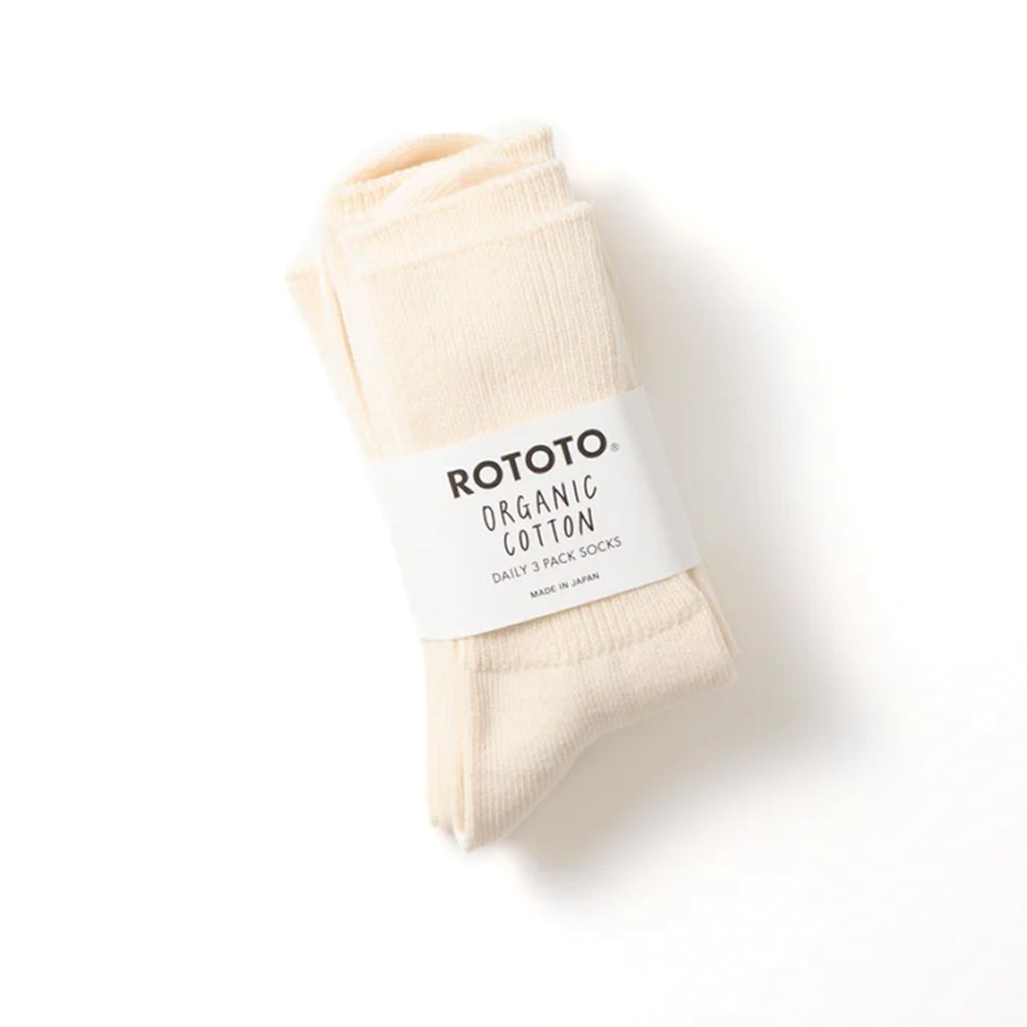 R1427 Organic Daily 3 Pack Ribbed Crew Socks - Ivory