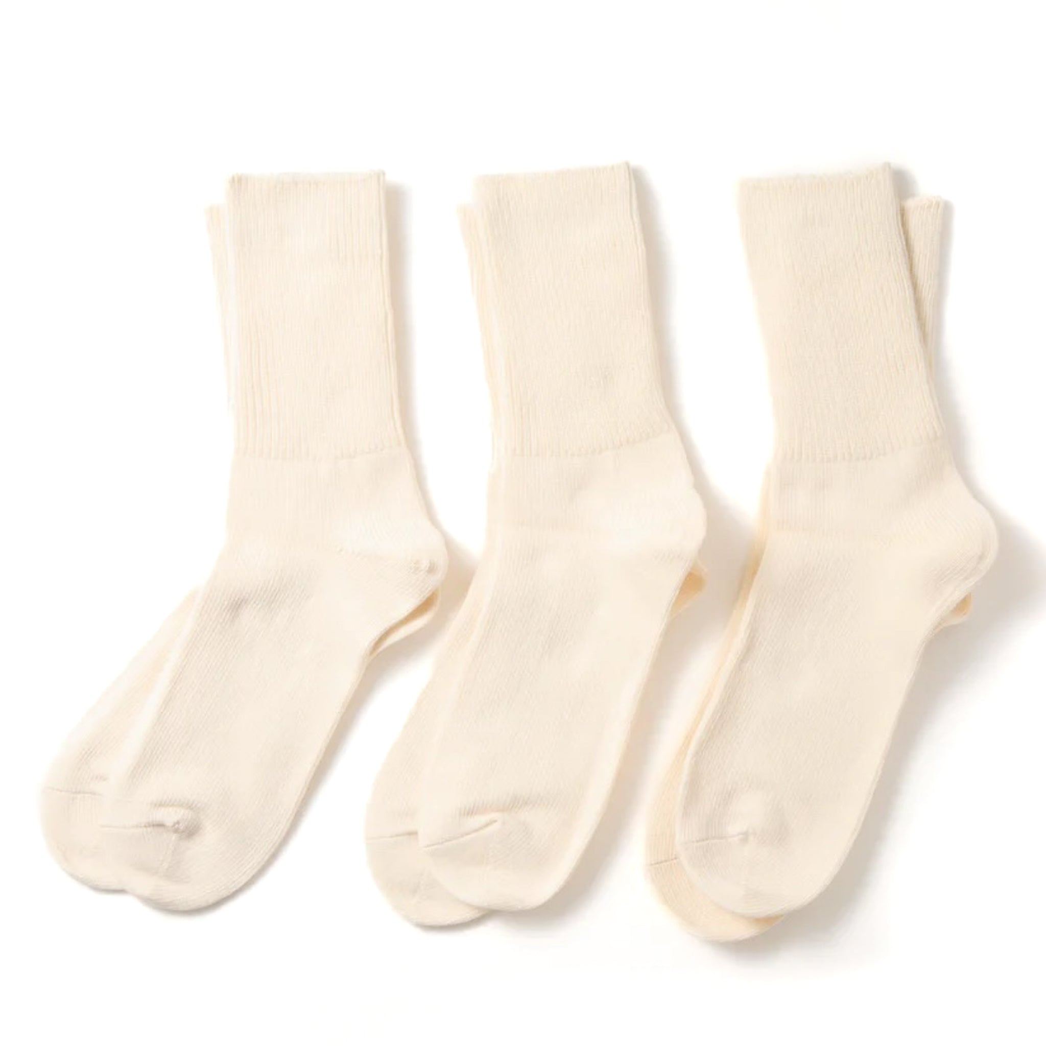 R1427 Organic Daily 3 Pack Ribbed Crew Socks - Ivory