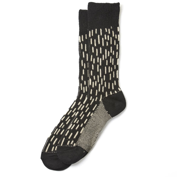 Rain Drop Crew Socks - Black/Ivory Raindrop