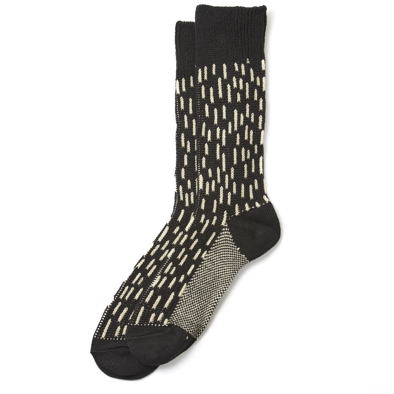 Rain Drop Crew Socks - Black/Ivory Raindrop