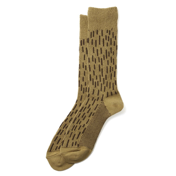 Rain Drop Crew Socks - Khaki/Dark Brown Raindrop