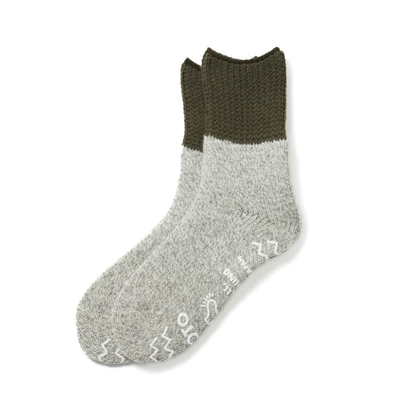 Retro Winter Room Socks - Olive/Gray
