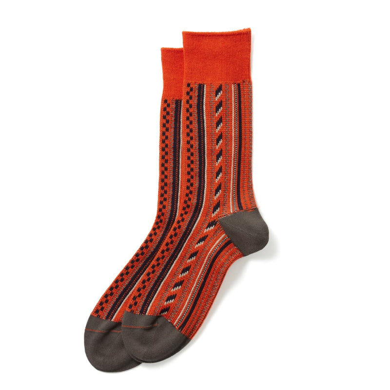 Multi Vertical Jacquard Socks - Red/Dark Grey