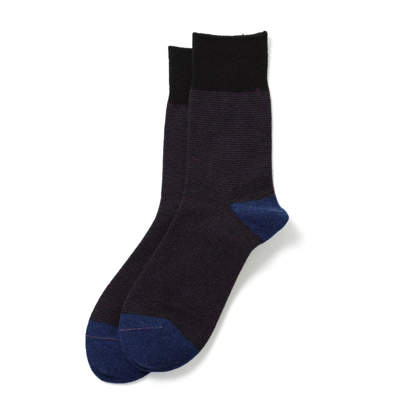 Woolen Retro OD Stripe Socks - Black/Dark Blue