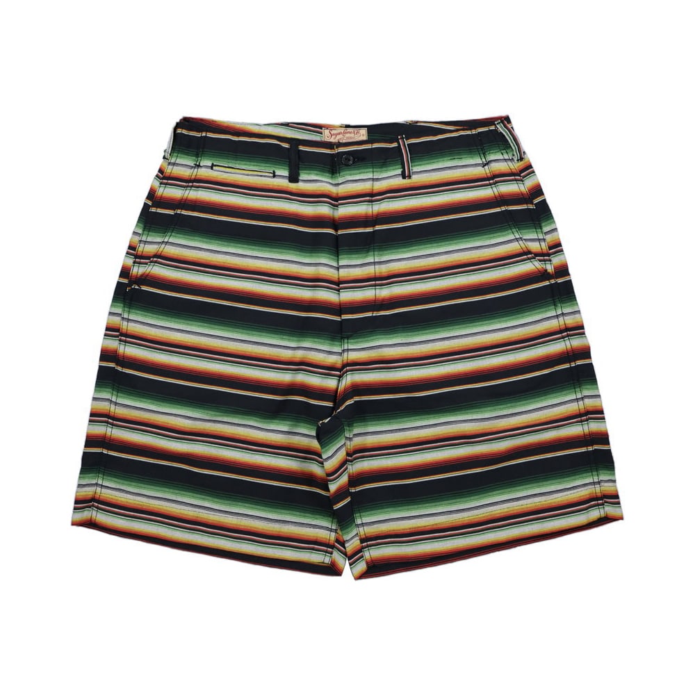 SC52536 Southwestern Sarape Border Work Shorts - Black