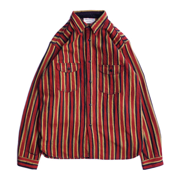 SDN23-01W Drunk Stripe Flannel Shirt - Red