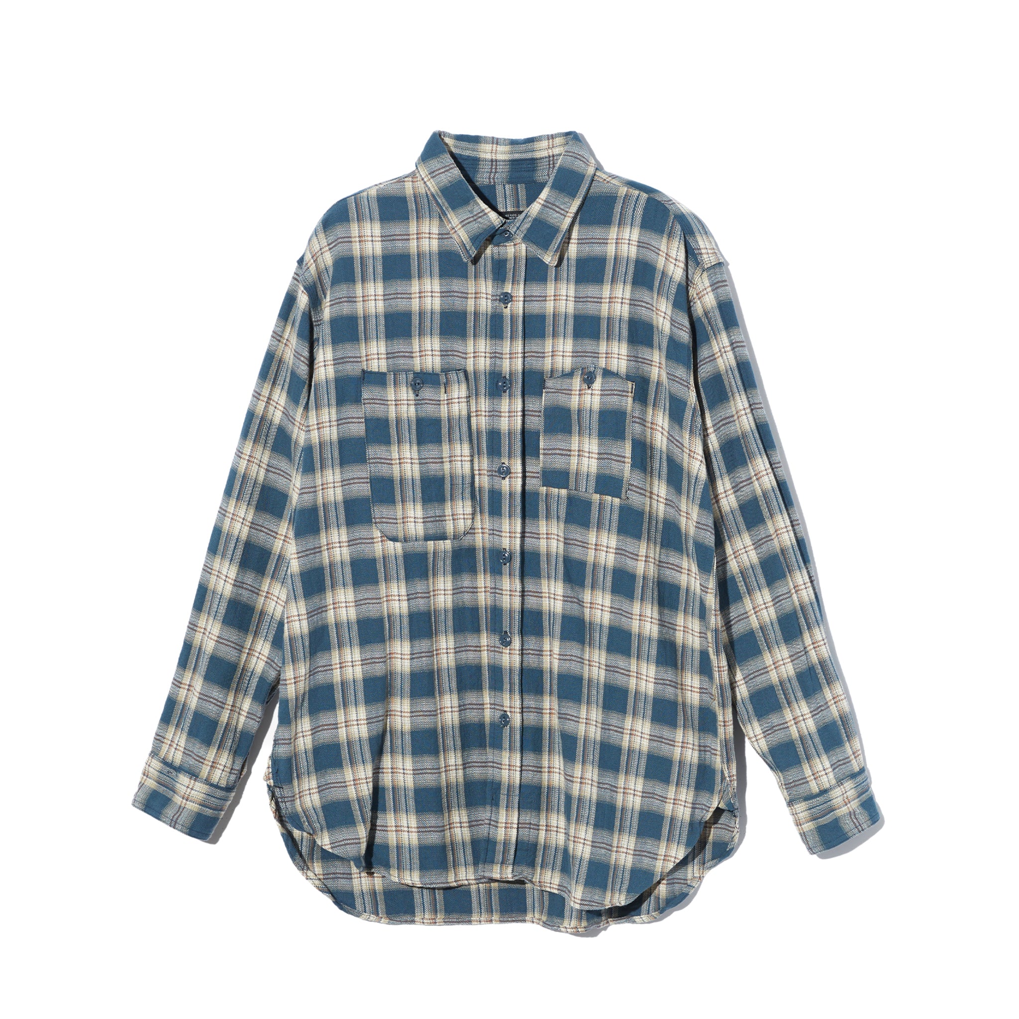Work Shirt - Navy Cotton Plaid Jacquard